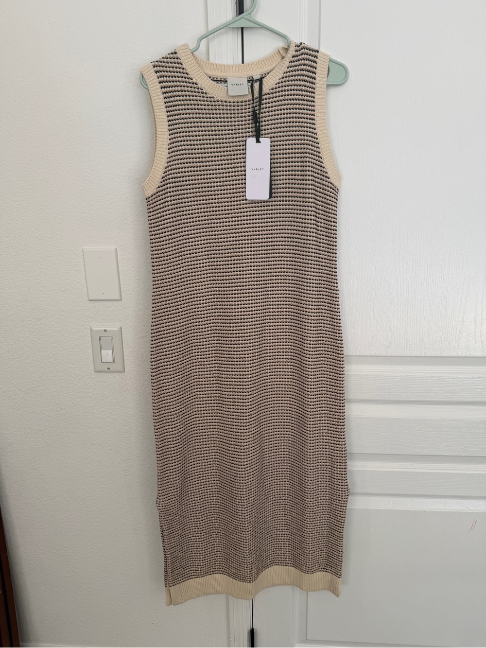 NWT Varley Sadia Stitch Knit Midi Dress Size L $188 Sadia Sleeveless